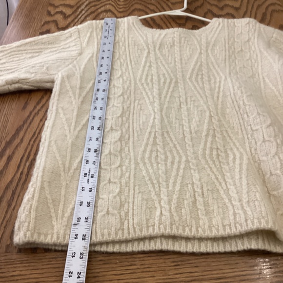 LL Bean Womens Vintage 100% Wool Sweater Ireland Fishermans Medium Shrunk L.L. W - Picture 8 of 12